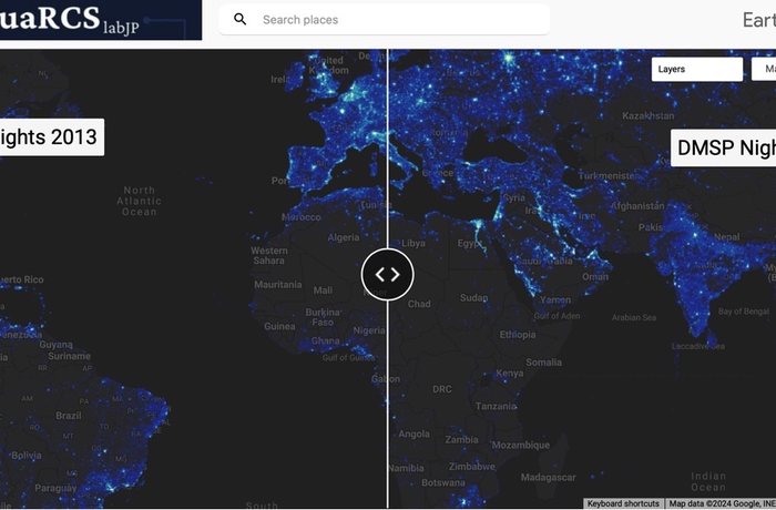 Space-time dynamics of nighttime lights: DMSP-extended data