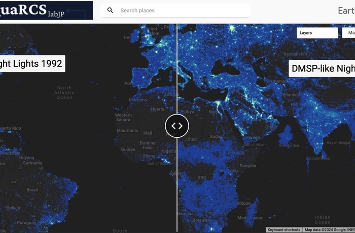 Space-time dynamics of nighttime lights: DMSP-like data