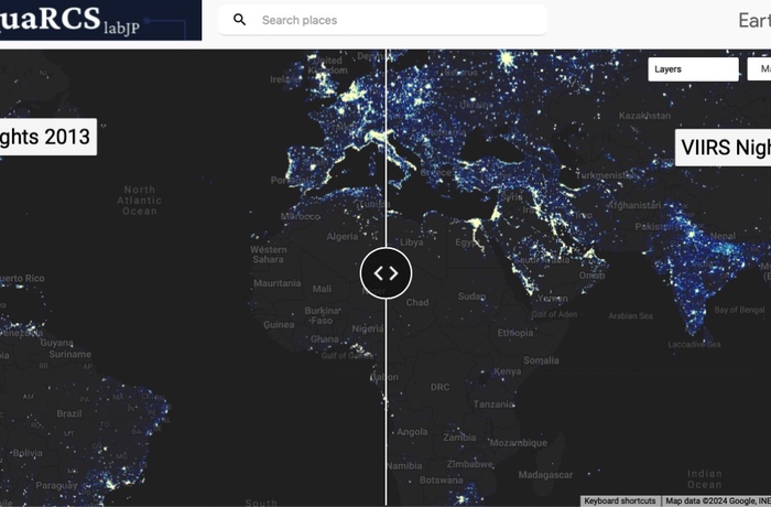 Space-time dynamics of nighttime lights: VIIRS-annual data