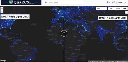 Space-time dynamics of nighttime lights: DMSP-extended data