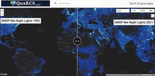 Space-time dynamics of nighttime lights: DMSP-like data