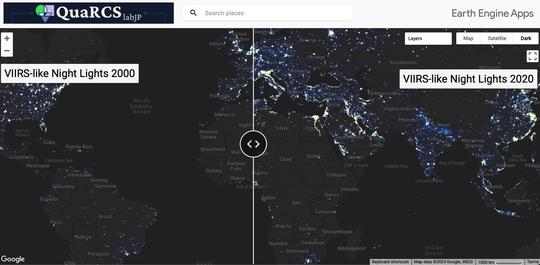 Space-time dynamics of nighttime lights: VIIRS-like data