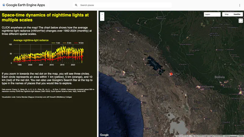Localized monthly time series of nighttime lights (VIIRS-like) 1992-2024