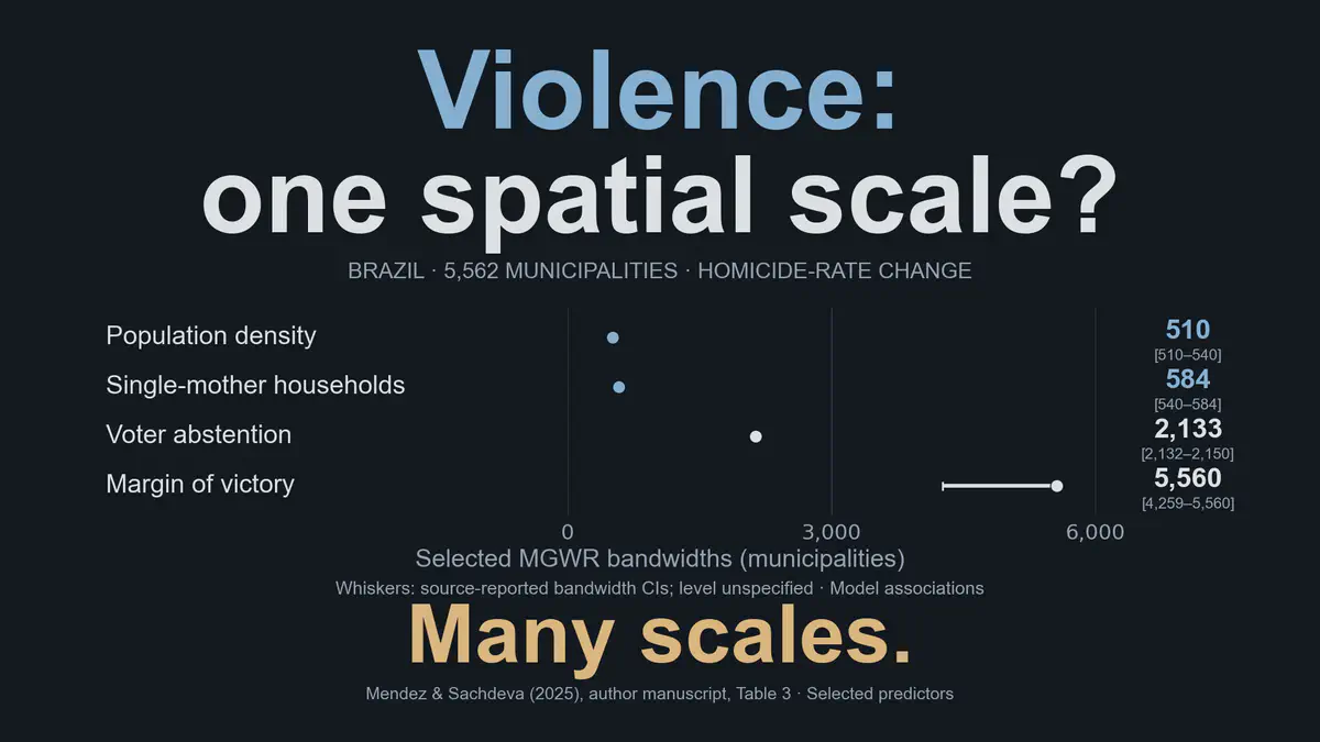 On the political and socioeconomic geography of violence: Spatial heterogeneity and scale effects in Brazil